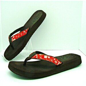 Lucy Floral Flip Flops Brown Cushioned Footbed